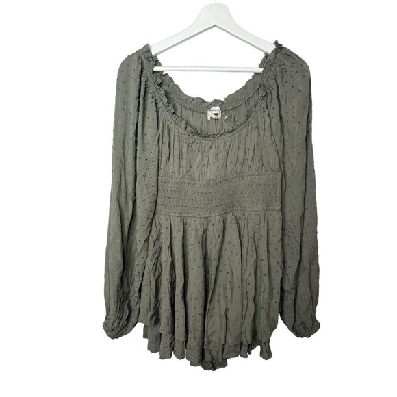 Urban Outfitters Shorts Womens Medium Romper Boho Cottage Green Ruffles Casual - Picture 1 of 16